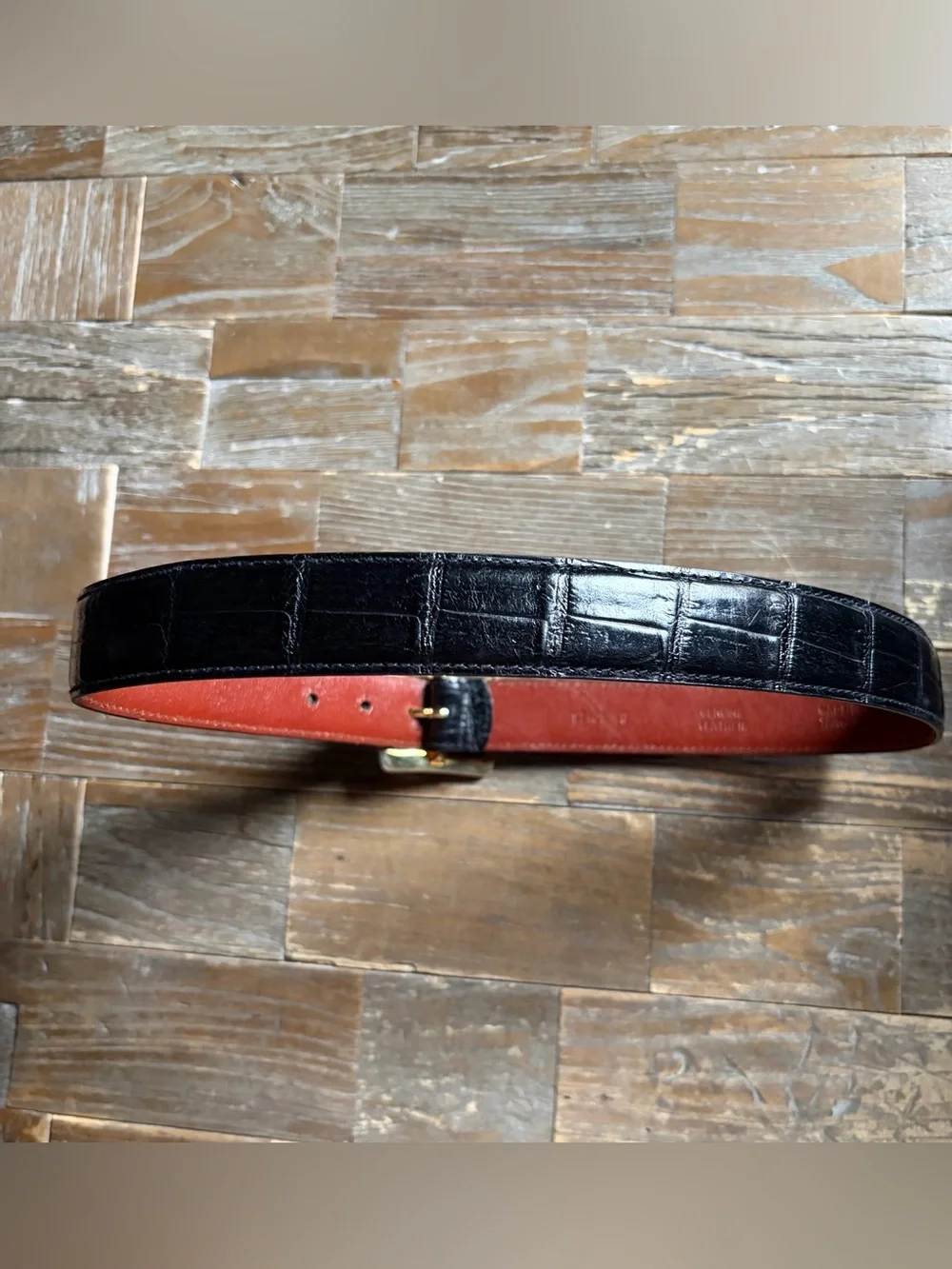 Ann Taylor Croc Embossed Leather Belt
